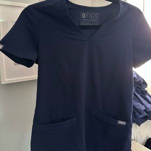 Figs Navy Blue Scrub Top